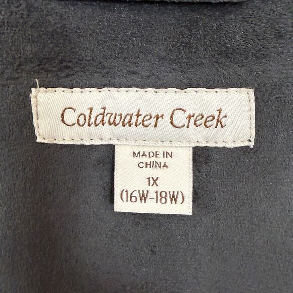 Coldwater Creek Faux Suede Faux Fur Hooded Coat 1X (16W–18W) with Toggle Closure - Picture 4 of 12